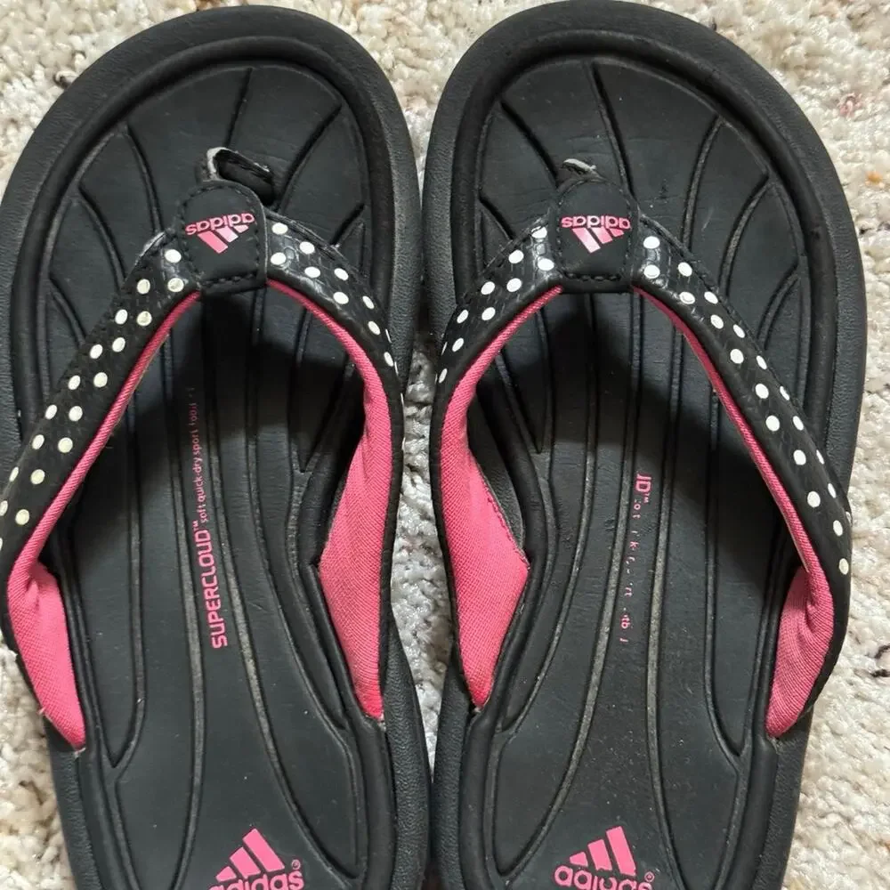 Adidas Super Cloud Polka Dot Flip Flop Sandals Girls‎ 11